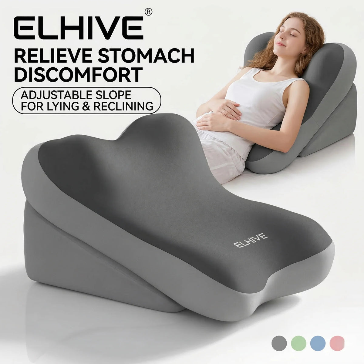 Adjustable Bed Wedge Pillow Memory Foam Backrest, 2-Piece Split Non-Slip Base, Light Yellow