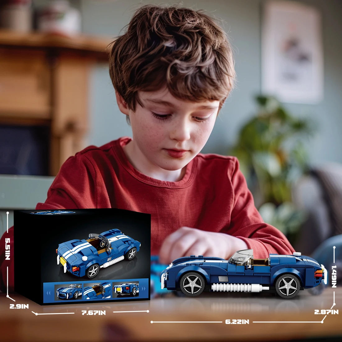 312PCS Blue Sport Car Building Block Set Creative City Vehicle Diy Car Model Bricks Desktop Display Toys For Kids Holiday Gifts