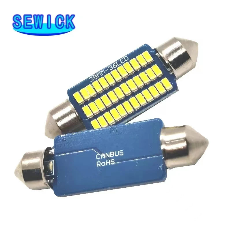 100pcs Festoon Car LED Interior Reading Light 4000K Warm White C5W C10W 31mm 36mm 39mm 41mm Auto Room Ceiling Dome Lamp 12V