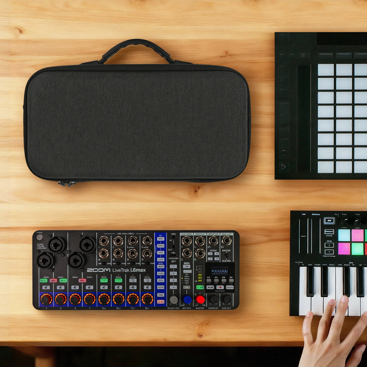 Geekria Audio Interface Carrying Case Compatible with Zoom LiveTrak L6 max/ L6 max Digital Mixer (Dark Grey)