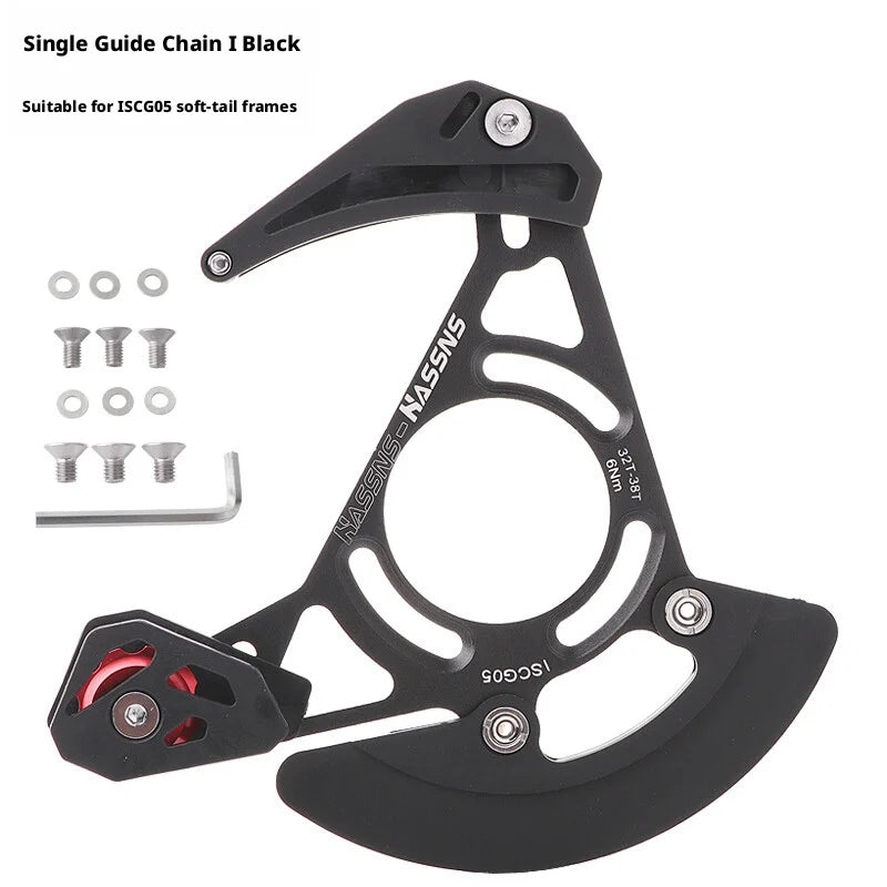 MTB Chain Guide Single Chainring Stabilizer 32-38T Anti-Drop Device, Black/Blue/Red