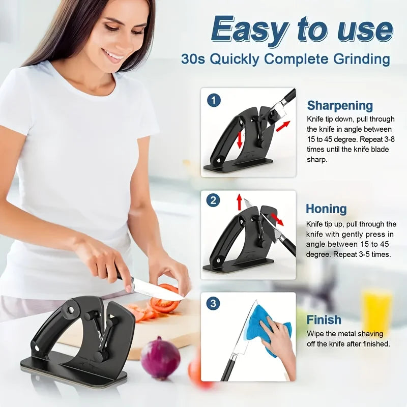 Kitchen Knife Sharpener Sharpening System, Black