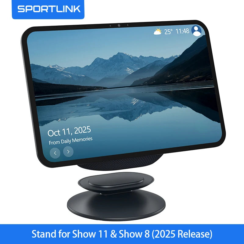 SPORTLINK Adjustable Tilt Desk Stand for Echo Show 11/Show 8 2025 Release Magnetic Base Anti-Slip Silicone Holder Home Office