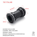 T47 Threaded Bottom Bracket for Road Bikes Ceramic/Steel Bearings Smooth Pedaling 68/77/85.5mm Axle Compatibility 24mm & DUB