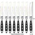 Hotel Stainless Steel Table Knife Fork Spoon Sets Teaspoon Teafork Steak Knife Cutlery Restaurant Serviing Set Black Wood Handle