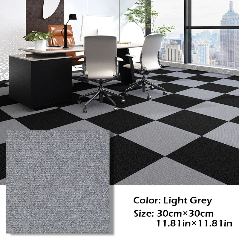 30x30cm DIY Modern Carpet Self-adhesive Anti Slip Block Fully Spread Floor Mat Bedroom Study Office Can Be Cut
