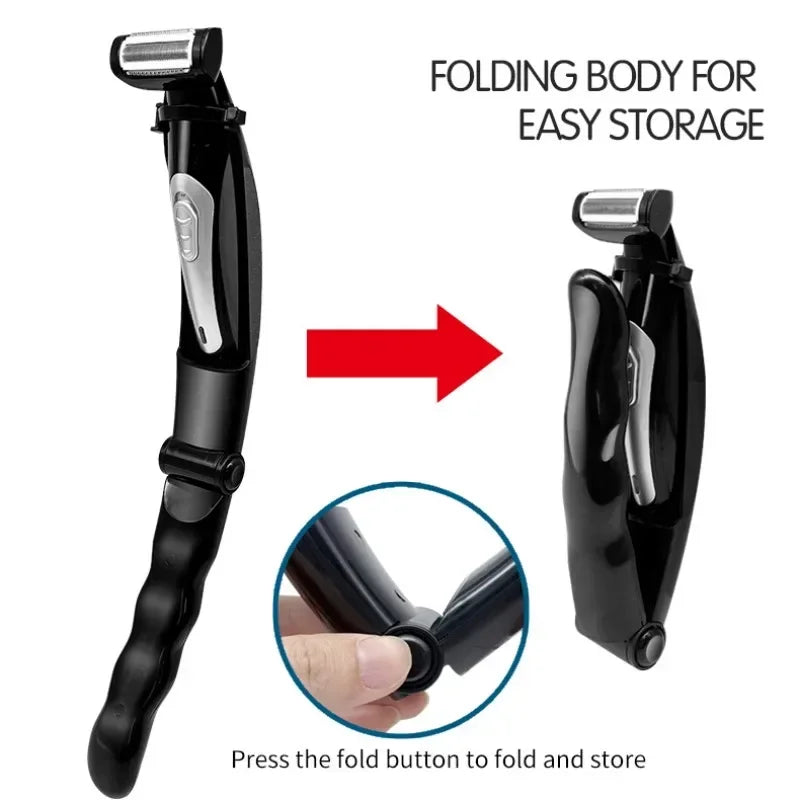 New Electric Back Shaver USB Charging Back Hair Removal Device with Handle All Machine Body Waterproof Back Hair Trimmer Men
