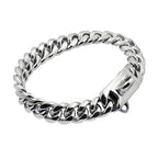 Metal Dog Collar Stainless Steel Pet Choker Gold Cuban Link Chain 14mm Wide Lead for Small Medium Large Dogs Pet Accessories