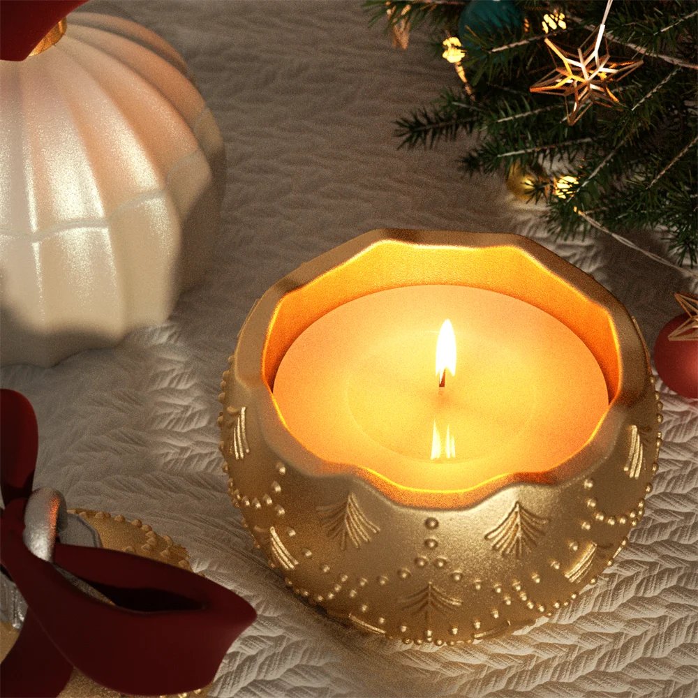 Christmas Bauble Candle Jar Silicone Mold, Reusable for Concrete Jesmonite Cement, Large/Small
