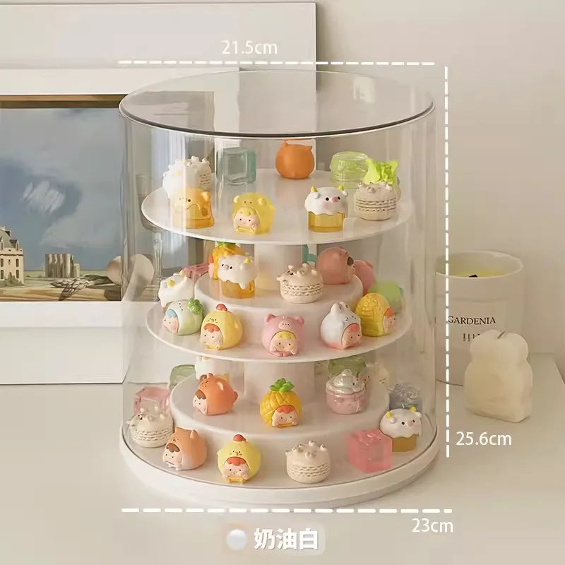Rotating Display Cabinet for Figures Acrylic Transparent Mini Figure Display Case Stackable Organizer for Collectibles Blind Box