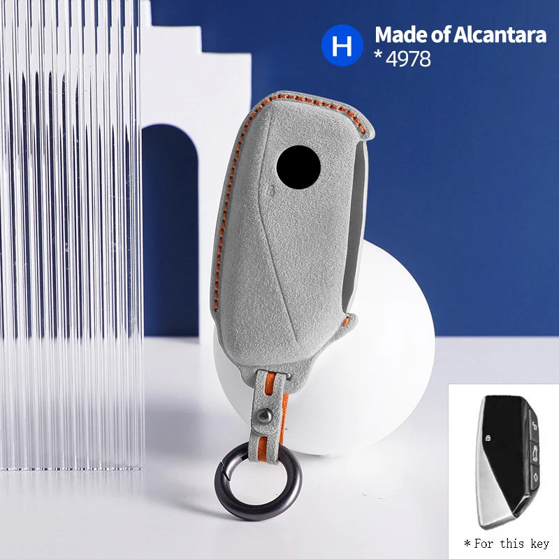 Alcantara Car Key Fob Cover Case for BMW 7 Series 735i 740Li i7 X7 X1 U11 G07 LCI XM