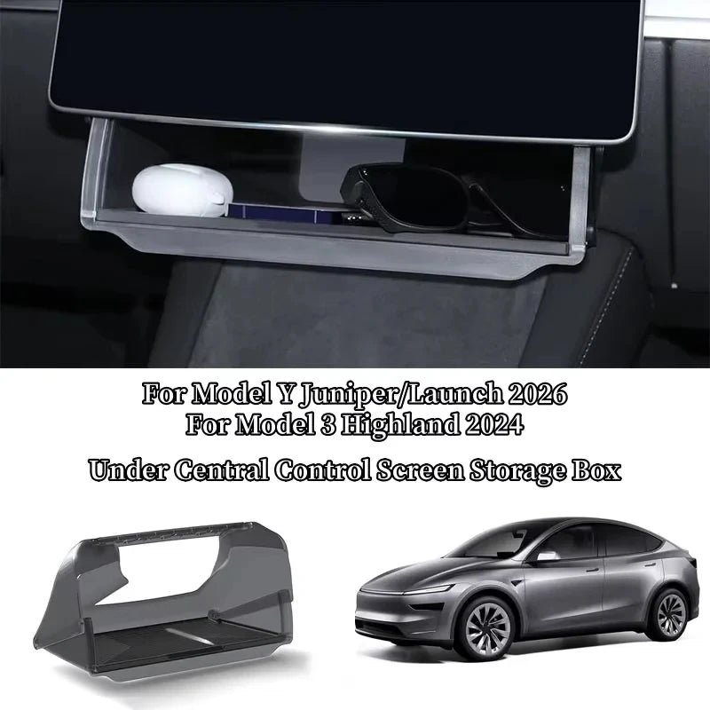 Center Console Under Screen Hidden Storage Box Organizer Tray for Tesla Model 3/Y 2026