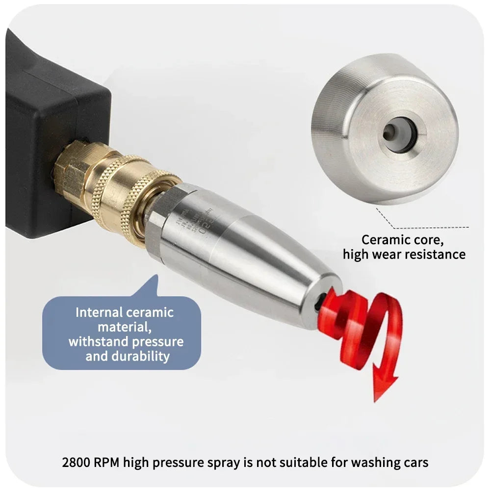 25/35/40/55mm 360° Rotating Rust Removing Quick Connector Car Wash High Pressure Water Gun Nozzle Stainless Steel Lotus Nozzle