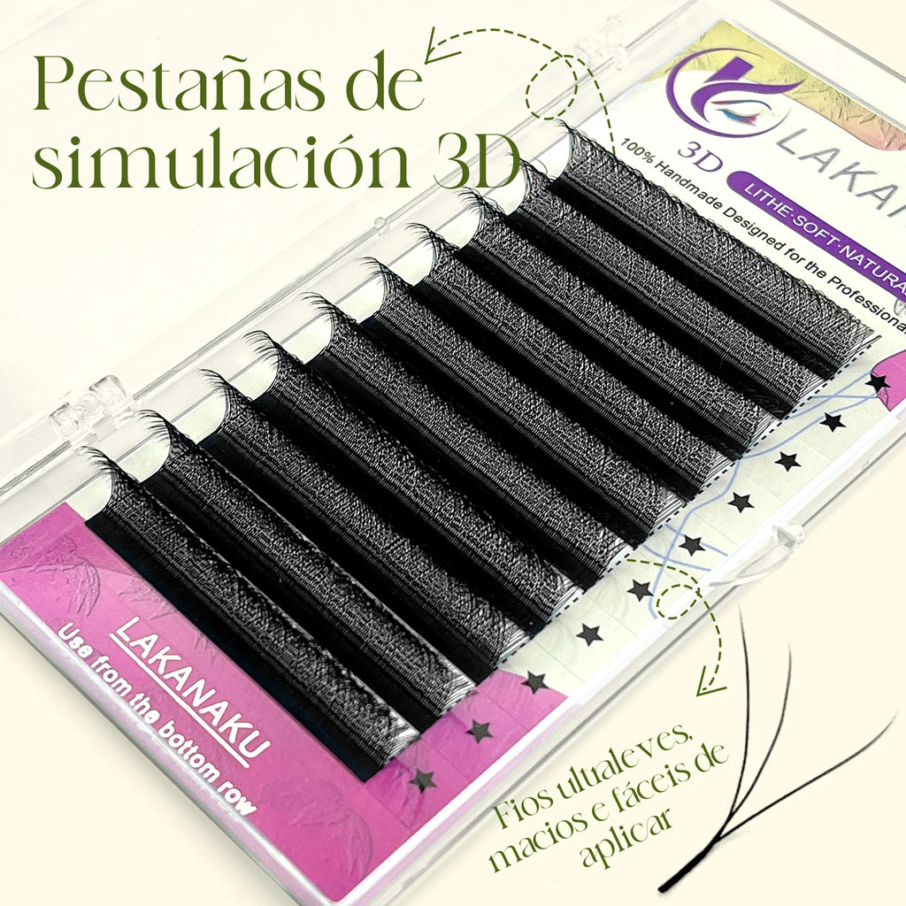 LAKANAKU 3D W Shape Eyelash Extensions 6 Trays 0.07mm C/D Curl 8-15mm Mixed Length