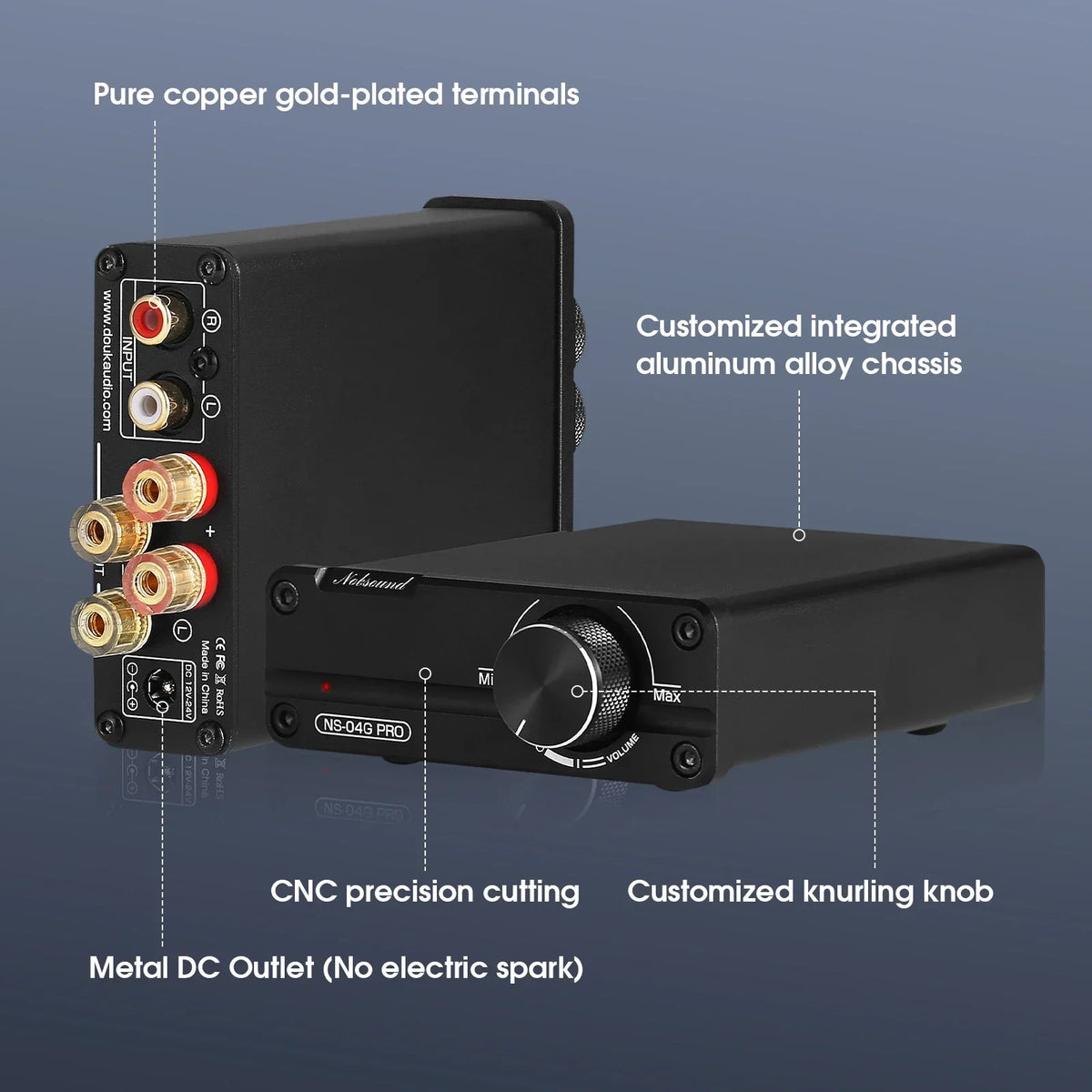 Douk Audio NS-04G PRO HiFi 2.0 Channel Mini Class D TPA3116 Digital Amplifier Stereo Audio Amp 100W*2 For Speaker