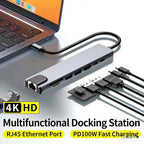 USB C HUB Type C Splitter Thunderbolt 3 Docking Station Laptop Adapter With For Macbook Air M1 iPad Pro RJ45 HDMI