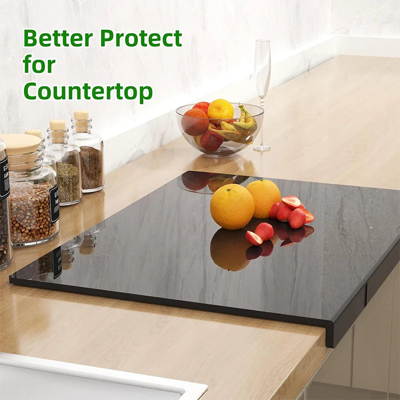 LMETJMA Acrylic Cutting Board with Lip, Non-Slip Countertop Protector, Black
