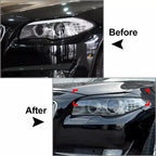 1Pair Car Headlight Eyebrow Eyelid Lamp Trim Cover For BMW 5 Series F10 F11 F18 2011-2014 Glossy Black Evil Style Sticker