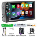 2Din 7'' Bluetooth Car Radio Wireless Carplay Android Auto MP5 For Car Mirror Link Type-C Charging AUX FM Universal Car Audio