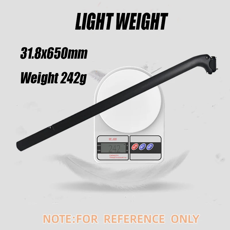 3K Carbon Bike Seatpost 31.8/33.9/34.9mm 550/600/650mm Matte, Front/Back