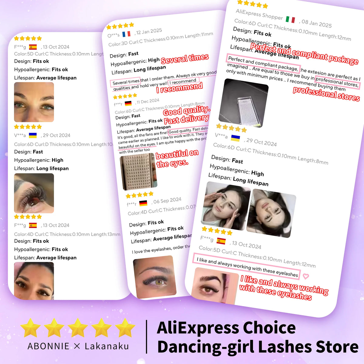 Abonnie 10 Cases Russian Volume Eyelash Extensions Eyelash Bouquets Volume Long Stem Soft Matte Black Premade Extension