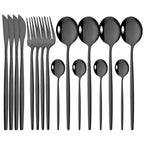 16pcs Pink Gold Dinnerware Tableware Set Mirror Stainless Steel Cutlery Kitchen Knife Fork Spoon Restaurant Wedding Flatware Set