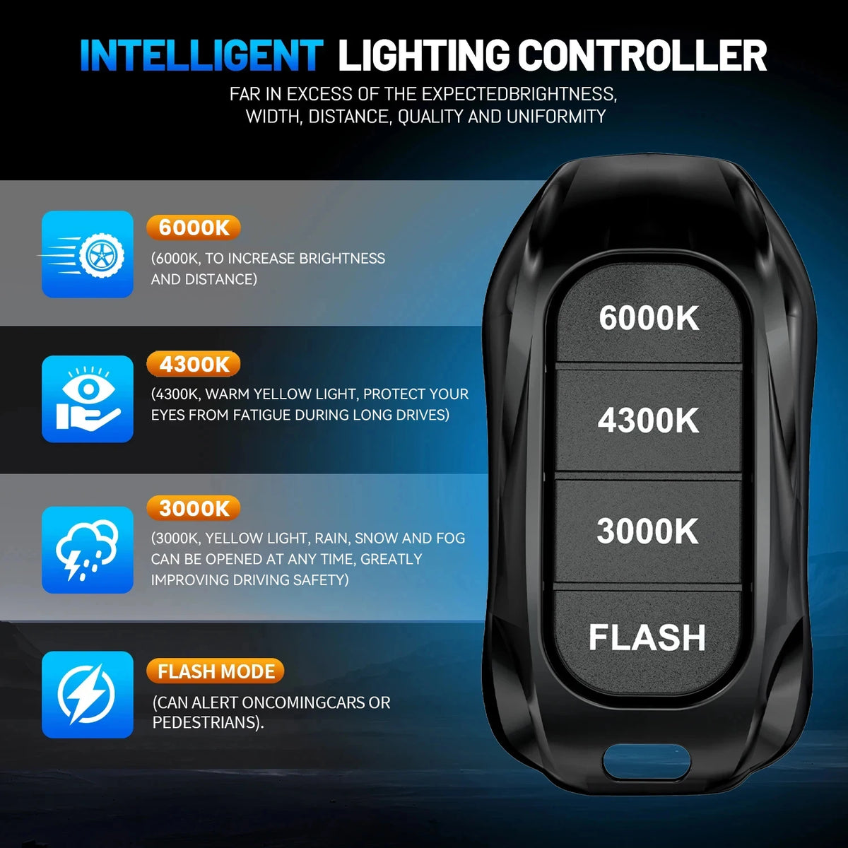 9600W H7 H11 LED Headlights Canbus H1 H4 9005 HB3 9006 HB4 6000K 4300K 3000K Three Color Remote Control Car LED Bulb Strobe Lamp