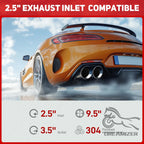 Dual Exhaust Tip Tailpipe 2.5 Inch Inlet 3.5" Outlet 9.5" Length Polished Stainless Exhaust Tip for Car Truck Double Wall