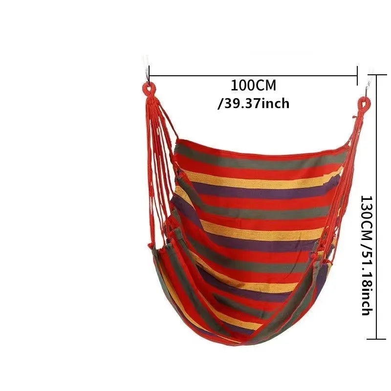 Thickened Canvas Camping Hammock Swing Chair, Anti-Rollover Striped, Blue/Orange