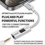 JCALLY JM7MAX Type-C Portable DAC & AMP Visual HiFi USB To 3.5mm Digital Earphone Adapter for Android/Apple Gaming Phone Calls