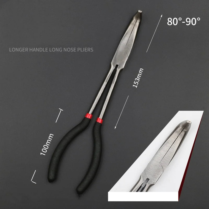 1pc 11-inch High Quality Long Nose Pliers with Curved and Straight Tips - Ideal for Industrial, DIY Applications and Car Repair