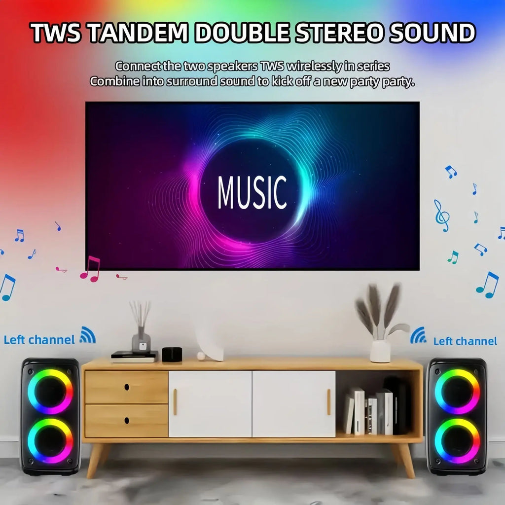 Karaoke Radio FM Bluetooth Speaker Portable Wireless With Microphone Lamp Machine Caixa De Som Sound Box Music Subwoofer LED TWS