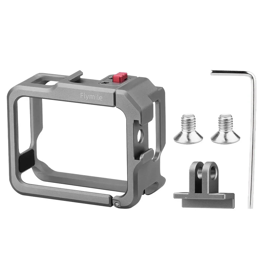 Flymile Metal Cage for Insta360 GO3S/GO3 Bezel Sports Camera Cold Shoe Microphone Fill Light Fixing Bracket Extended Frame Cage