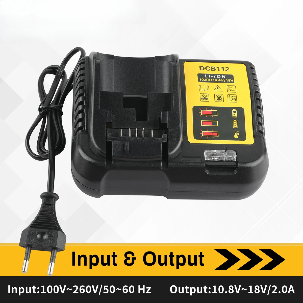 DCB112 Battery Charger For Dewalt 10.8V 12V 14.4V 18V 20V DCB206 DCB205 DCB204 DCB203 DCB120,DCB107 DCB115 DCB105(No battery)