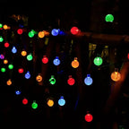 Solar bubble ball string lights, 8 modes, 22m 200 LED crystal globe outdoor, blue/white/yellow