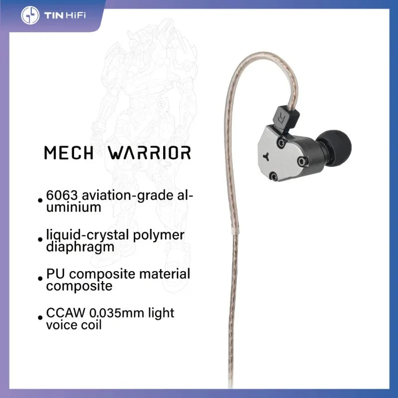 Keephifi TINHIFI C2 Hifi in-Ear Earphones Mech Warrior Monitor LCP PU Composite Diaphragm 3.5MM with 0.78 2Pin Cable