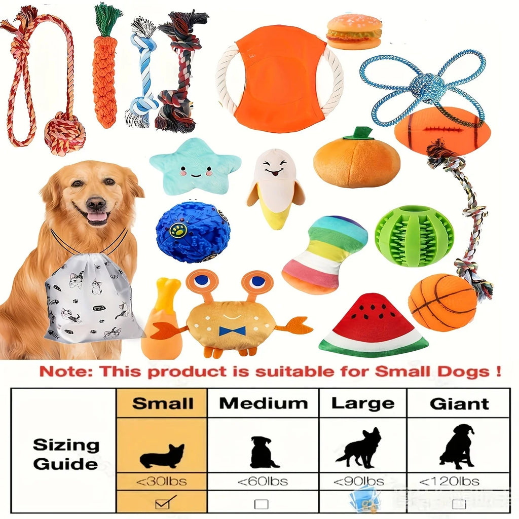 5/15/20/30pcs Random Type Durable Tough Interactive Cotton Pet Puppy Toys Vocal Toys For Small And Medium Dog Supplies