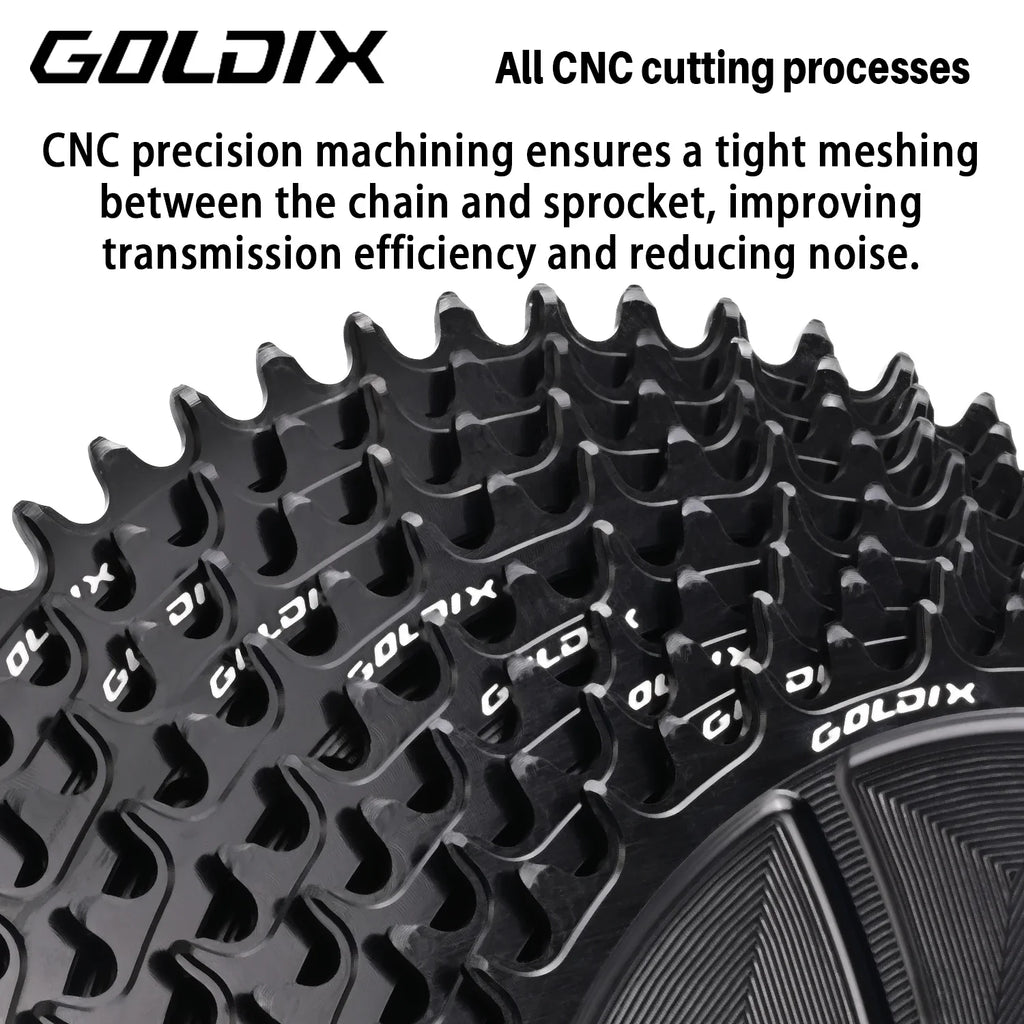 GOLDIX 8-Bolt Bicycle Chainring Wide and Narrow Teeth AERO Chainring CNC Hollow Cutting Machining for SRAM 8Bolt Crankset