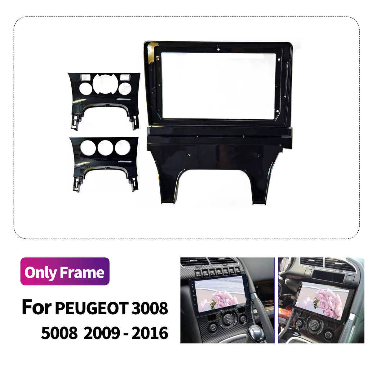 2Din 9inch Car Radio Fascias Installation Dash Frame For Peugeot 3008 5008 2009-2016  Panel DVD Gps Mp5 Android Player Trim