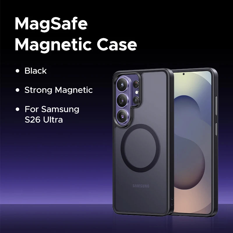 UGREEN For Samsung Galaxy S26 Ultra 2026 Magnetic Case Clear Hard Back Cover Cases for Samsung SamsungGalaxyS26 2026 Black TPU