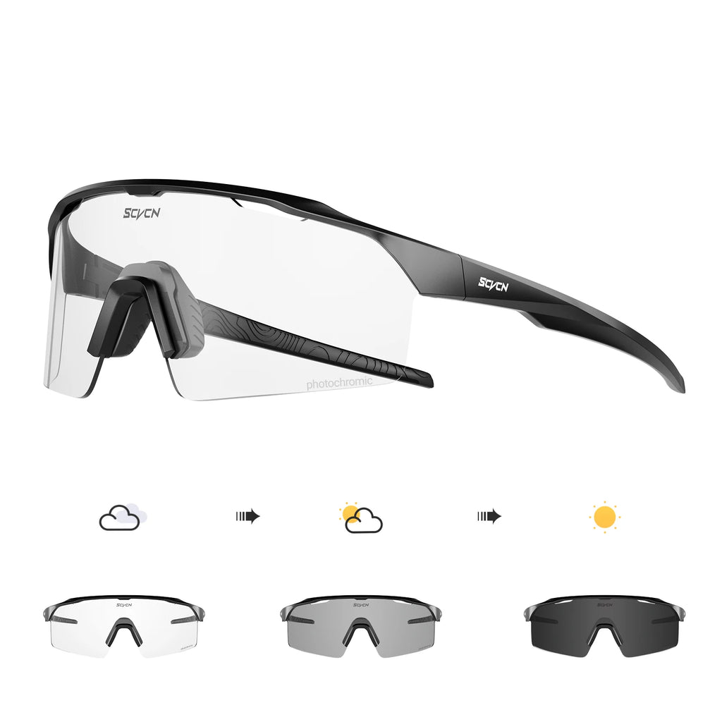 KAPVOE UV400 Photochromic Cycling Glasses, Road MTB Bike Sunglasses, Style 01-08