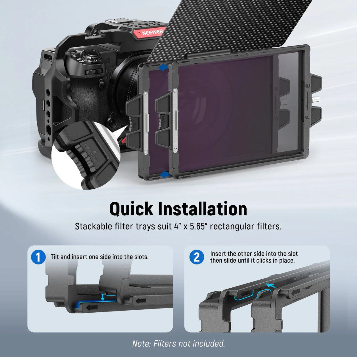 NEEWER PG002 Mini Matte Box with 4x5.65 Filter Tray, Carbon Fiber Flag, 67/72/77/82mm