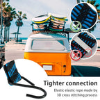 5-20Pcs Bungee Cords 2M Elastic Bungees Cords Heavy Duty Luggage Bungee Straps with Hooks Antislip Flat Elasticity Rope Upgrades