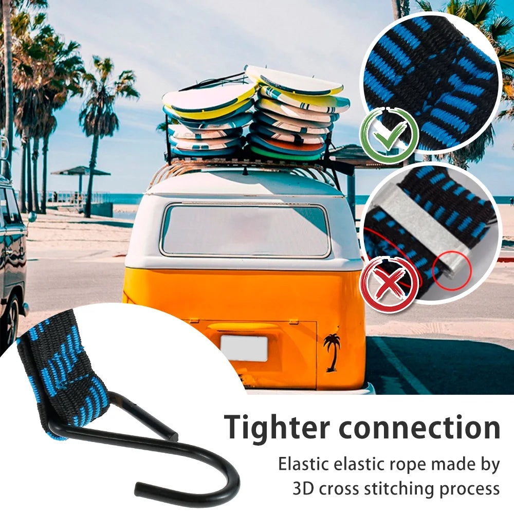 5-20Pcs Bungee Cords 2M Elastic Bungees Cords Heavy Duty Luggage Bungee Straps with Hooks Antislip Flat Elasticity Rope Upgrades