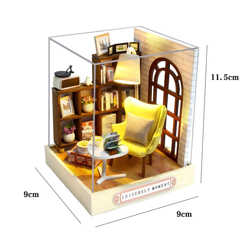 DIY Mini Wooden Dollhouse With Furniture Light Kit Doll House Casa Miniature Accessories Handmade Wooden Toys Birthday Gifts
