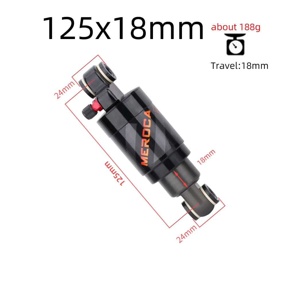 MEROCA Mountain Bike Air Shock Absorber 125mm/150mm/165mm/190mm/200mm Scooter Alloy MTB Folding Bicycle Rear Shock Cycling Parts