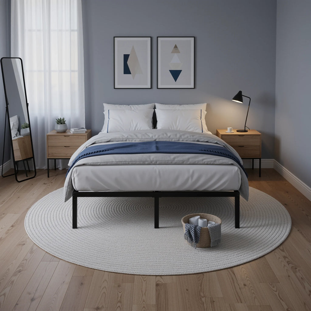 Space-Saving Metal Bed Frame with Easy Assembly & Durability