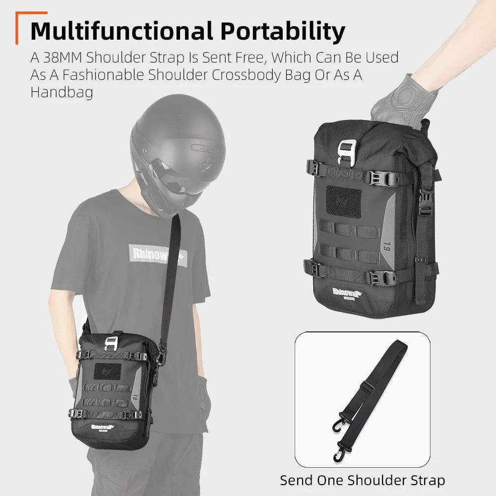 Rhinowalk Motorcycle Bumper Bag Waterproof 6L Universal Motorcycle Side Frame Bag with Internal Support Travel Luggage Tool Box