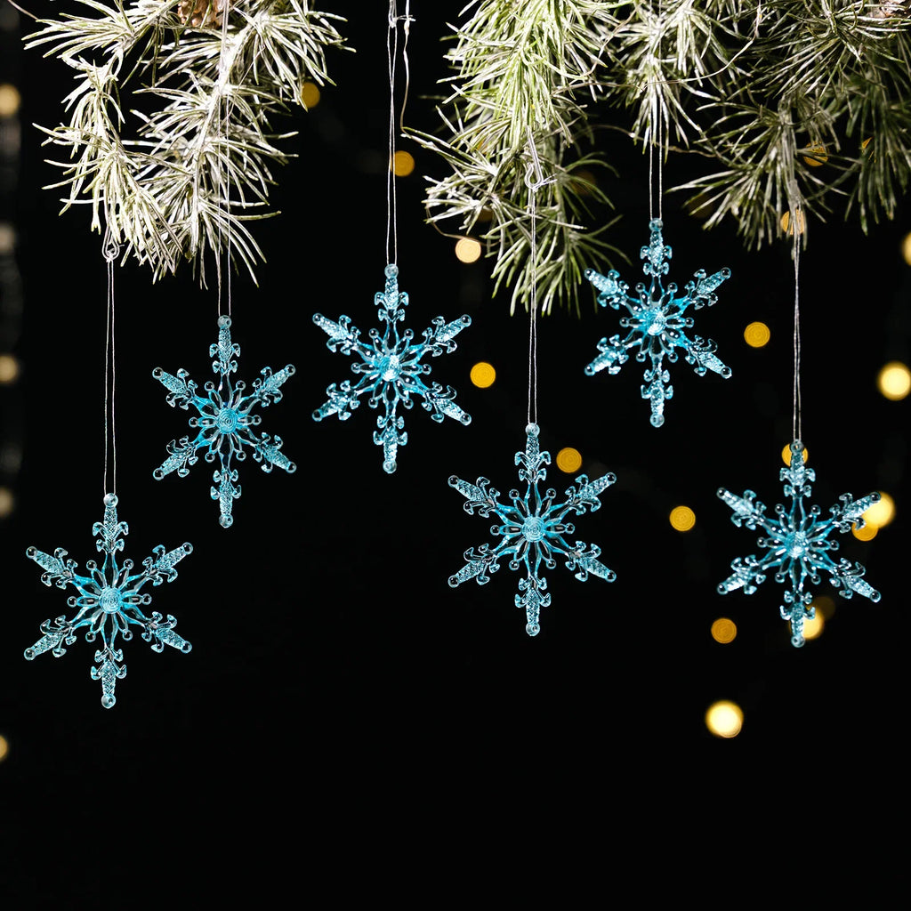 Transparent Acrylic Icicle Christmas Ornaments Xmas Tree Hanging Pendant Crystal Twisted Icicle Snowflake Home Party Decoration