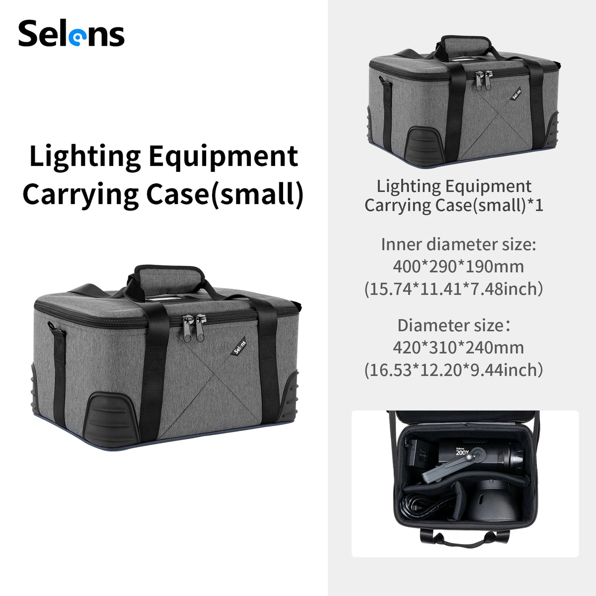 Selens 2026 Waterproof Zipper Storage Bag Photo Studio Kits Photography Equipment Hard-sheel Liner High Capacity Camera Lens Bag